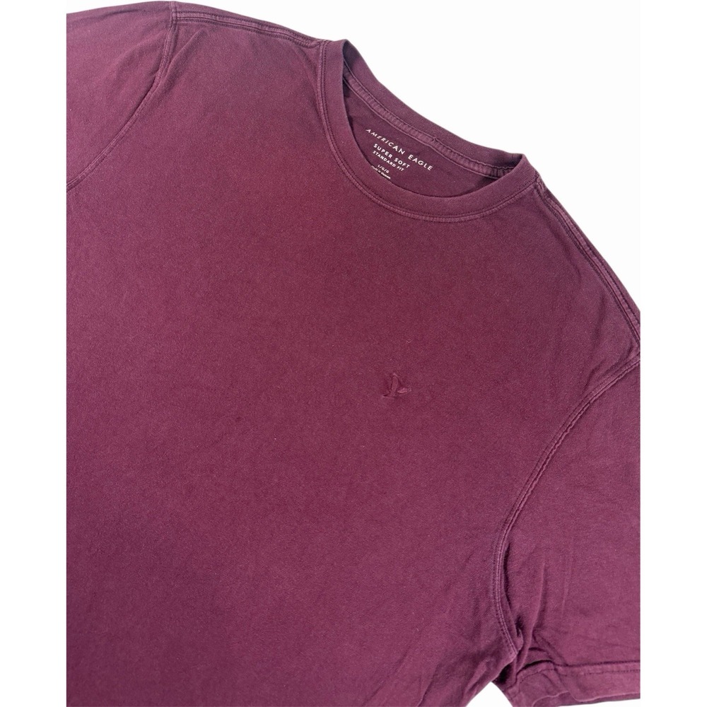 American Eagle‎ T Shirt Mens L Burgundy Solid Crew Neck Short Sleeve 100% Cotton